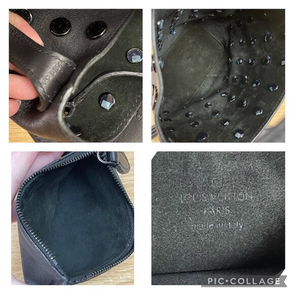LOUIS VUITTON NN14 PM Audace Black Leather Studded Bag Noe Bucket Box Dust Bag - Picture 14 of 15